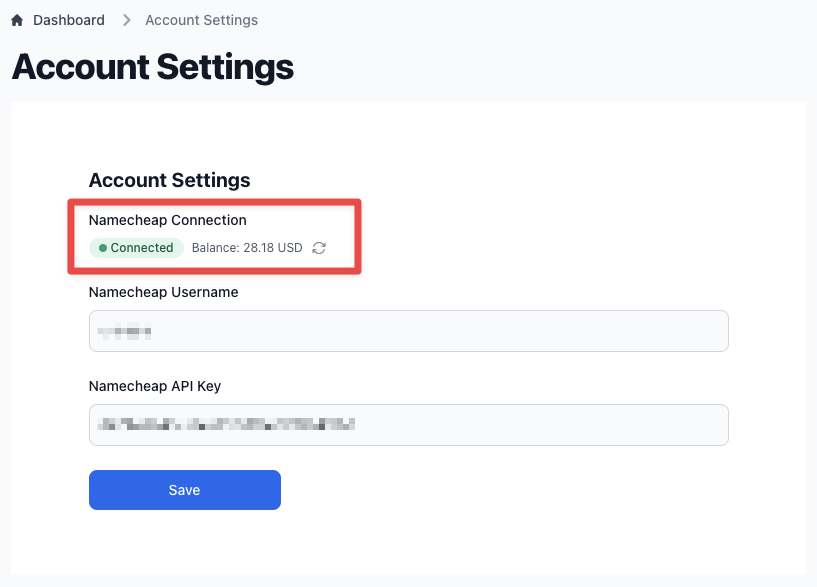 Successful integration screen with green indicator