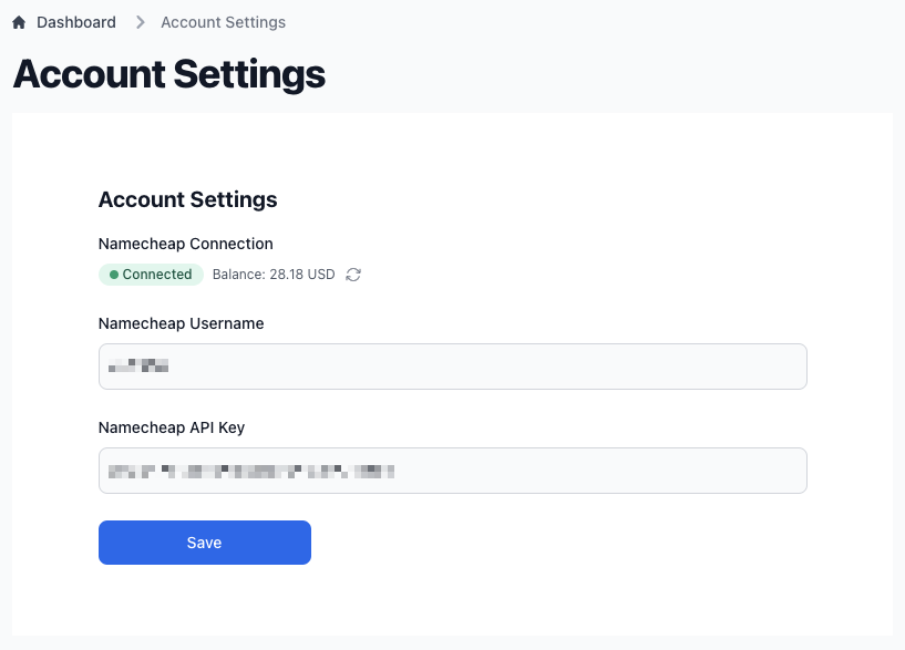LaunchMailbox Namecheap integration form